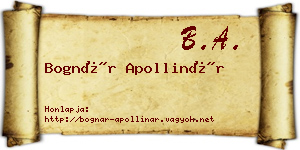 Bognár Apollinár névjegykártya